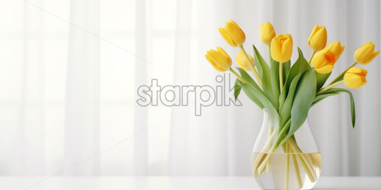 Yellow tulips in a glass vase - Starpik Stock