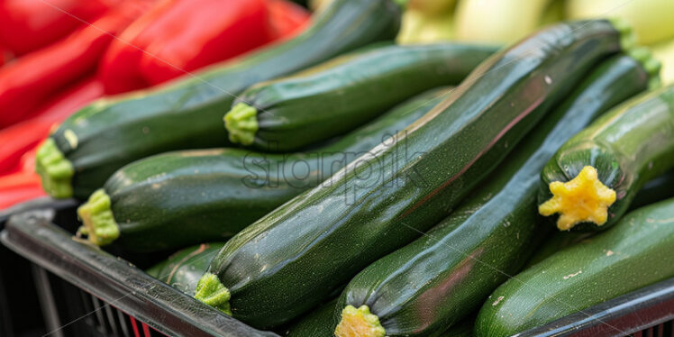 Zucchini on a table with fresh vegetables - Starpik Stock