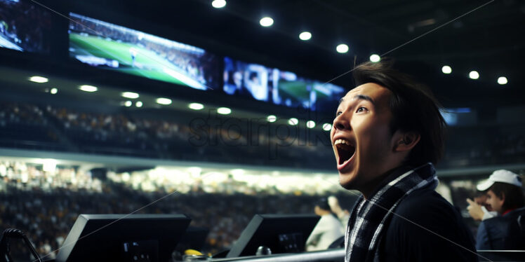 man watching football on a stadium - Starpik Stock