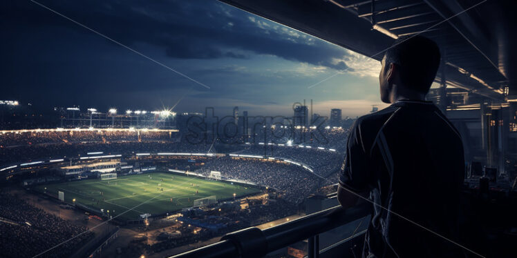 man watching football on a stadium - Starpik Stock