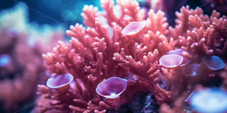 realistic photo of isolated corals at the bottom of the ocean - Starpik Stock