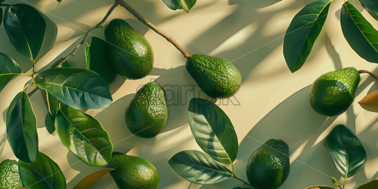 A background with avocado and leaves - Starpik Stock