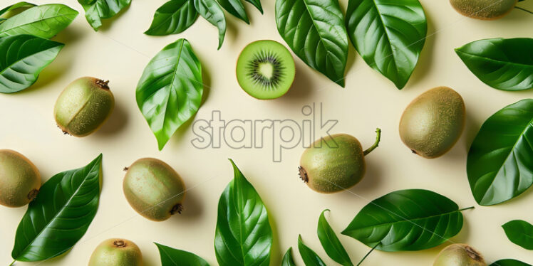 A background with kiwi and leaves - Starpik Stock