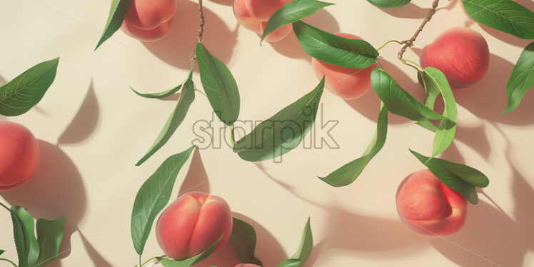 A background with peaches and leaves - Starpik Stock