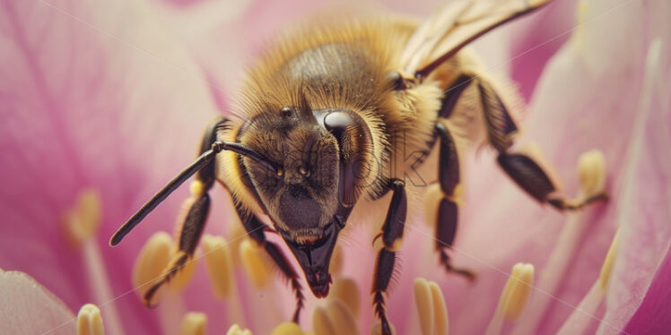 A bee, macro portrait on a flower - Starpik Stock