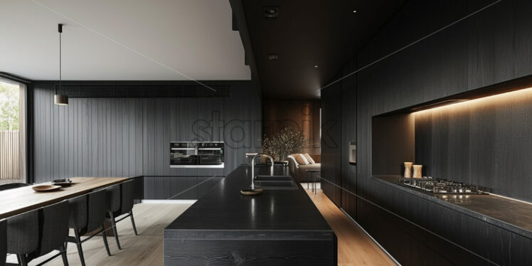 A black kitchen in Scandinavian style - Starpik Stock
