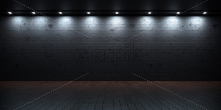 A black room with lights stylish perspective interior - Starpik Stock