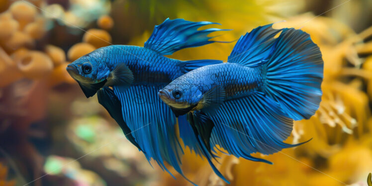 A blue fish in the aquarium - Starpik Stock