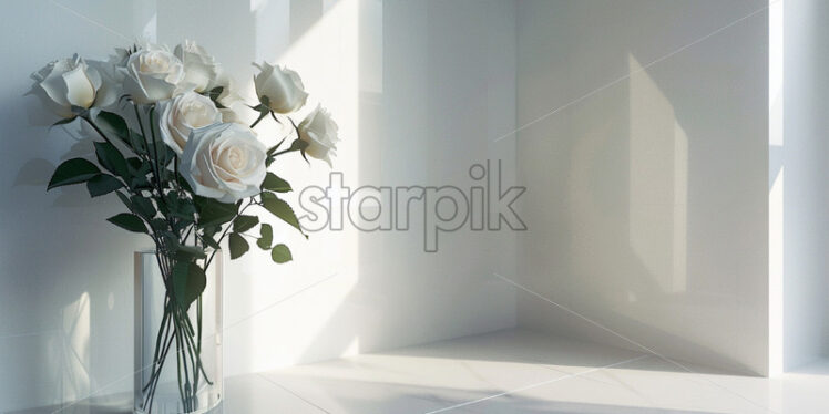 A bouquet of white flowers in a white interior - Starpik Stock