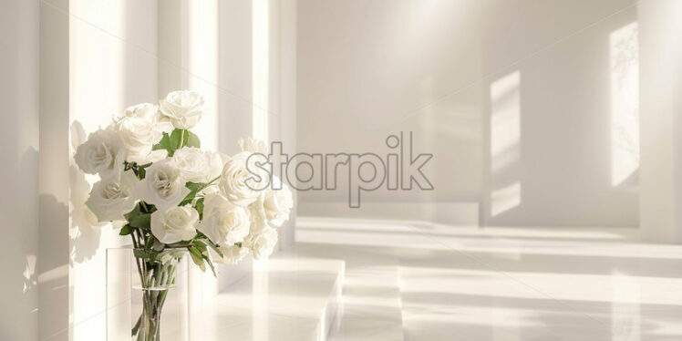 A bouquet of white flowers in a white interior - Starpik Stock