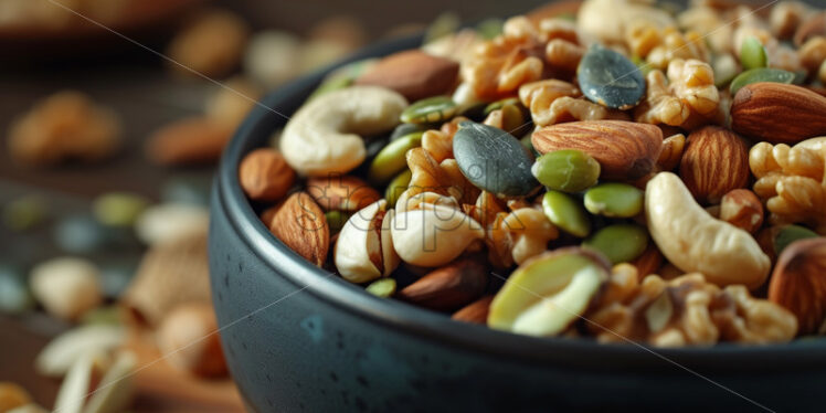 A bowl filled with assorted nuts and seeds - Starpik Stock