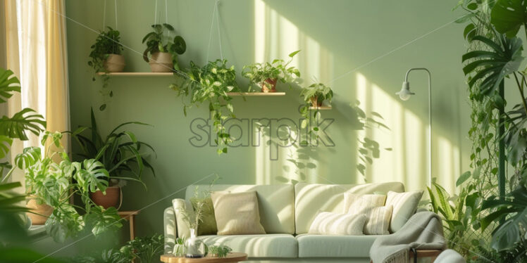 A bright room with many plants - Starpik Stock