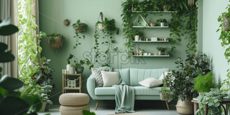 A bright room with many plants - Starpik Stock