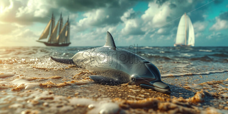 A dolphin that was brought ashore - Starpik Stock