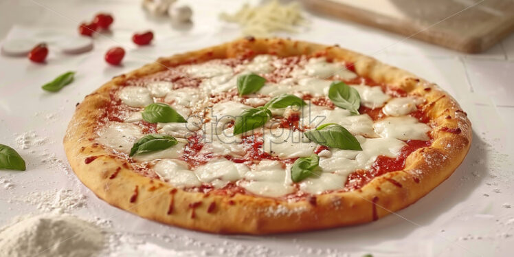 A fresh pizza on a white background - Starpik Stock