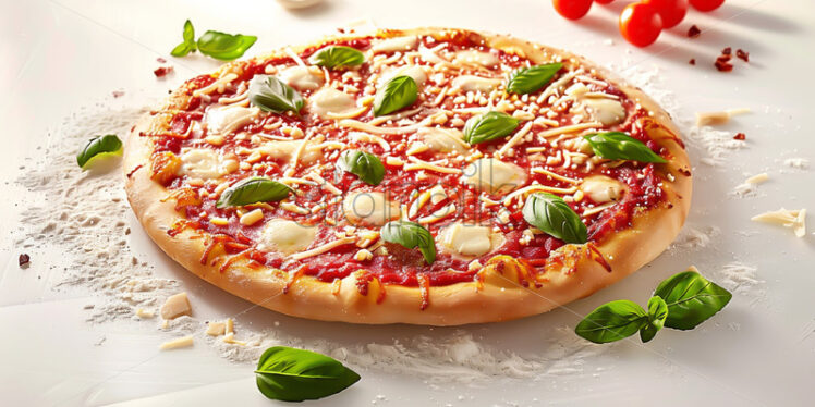 A fresh pizza on a white background - Starpik Stock