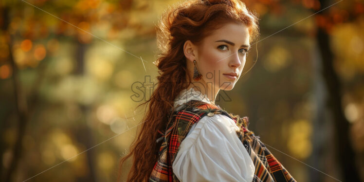 A girl from Scotland in national clothes - Starpik Stock