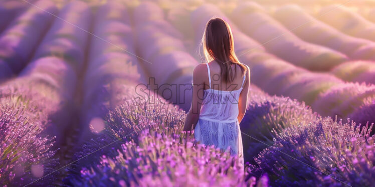 A girl in a lavender field - Starpik Stock