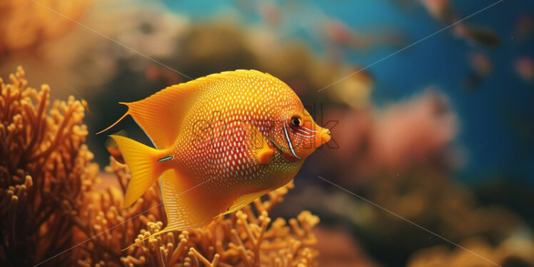 A goldfish in coral reefs - Starpik Stock