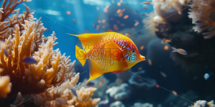 A goldfish in coral reefs - Starpik Stock