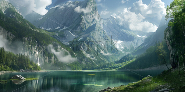 A mountain landscape with high peaks - Starpik Stock