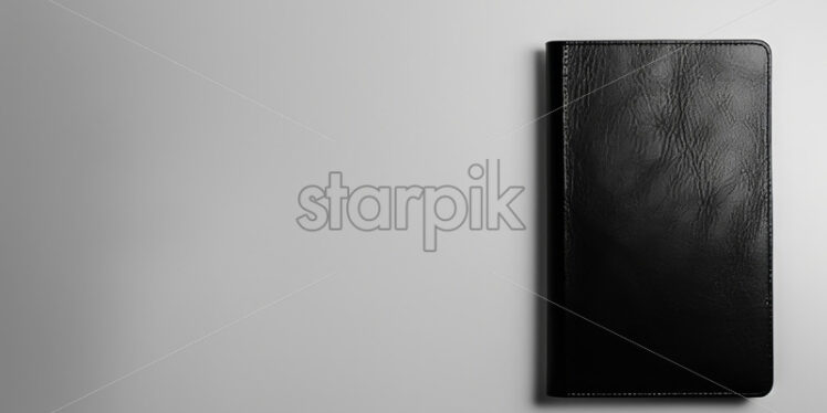 A notebook with a black cover on a white background - Starpik Stock