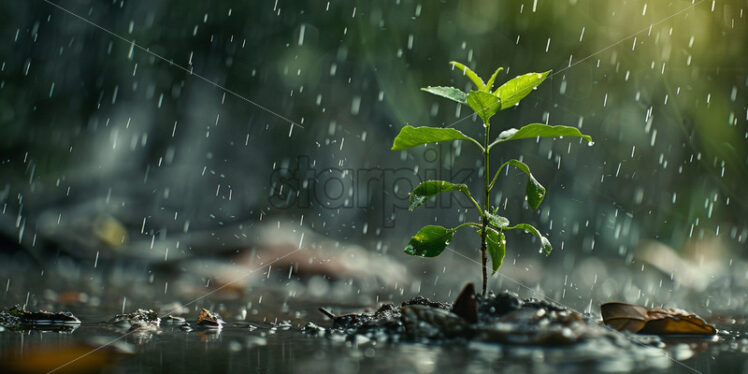 A plant in nature that grows, rain - Starpik Stock