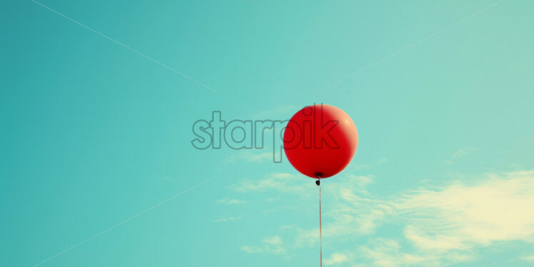 A red balloon flies in the sky - Starpik Stock