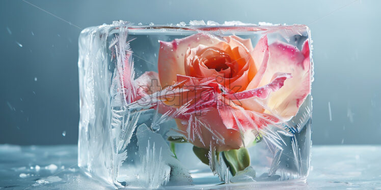 A rose in a frozen ice cube - Starpik Stock