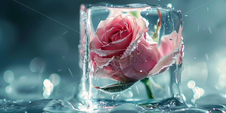 A rose in a frozen ice cube - Starpik Stock