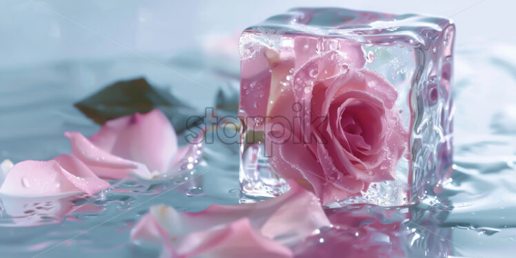 A rose in a frozen ice cube - Starpik Stock