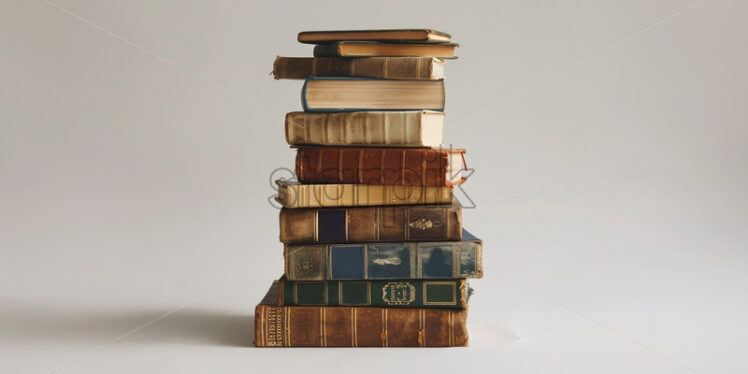 A stack of old books on a white background - Starpik Stock