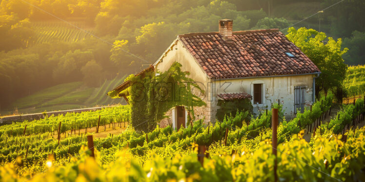 A stone house in a vineyard - Starpik Stock