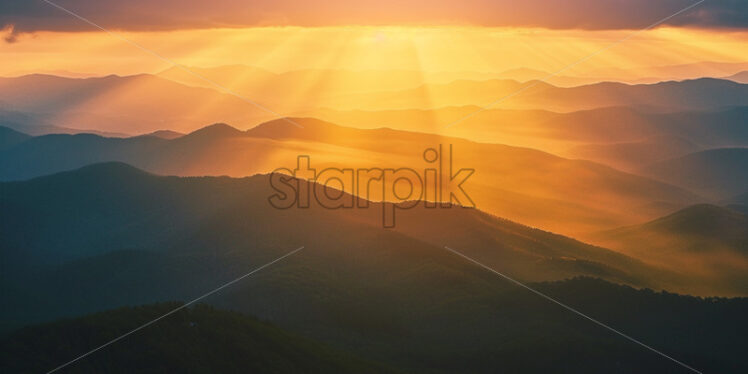 A sunrise over the mountains - Starpik Stock