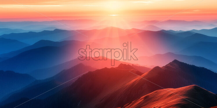 A sunrise over the mountains - Starpik Stock