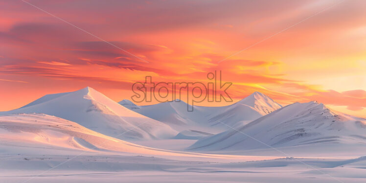 A sunset in an arctic desert - Starpik Stock