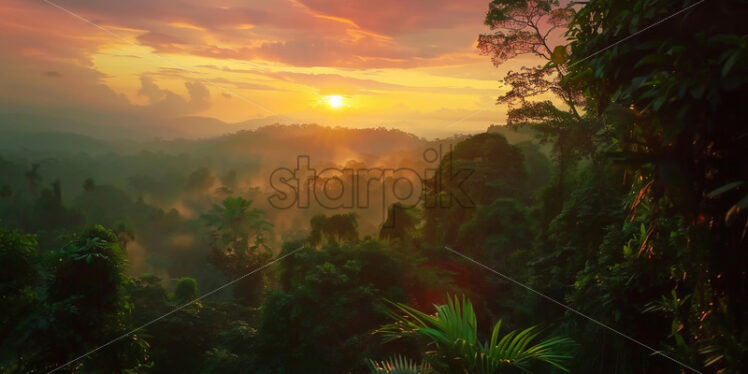 A sunset in the tropical jungle - Starpik Stock