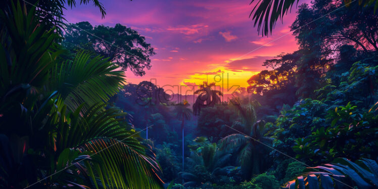 A sunset in the tropical jungle - Starpik Stock