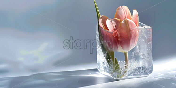 A tulip in a frozen ice cube - Starpik Stock