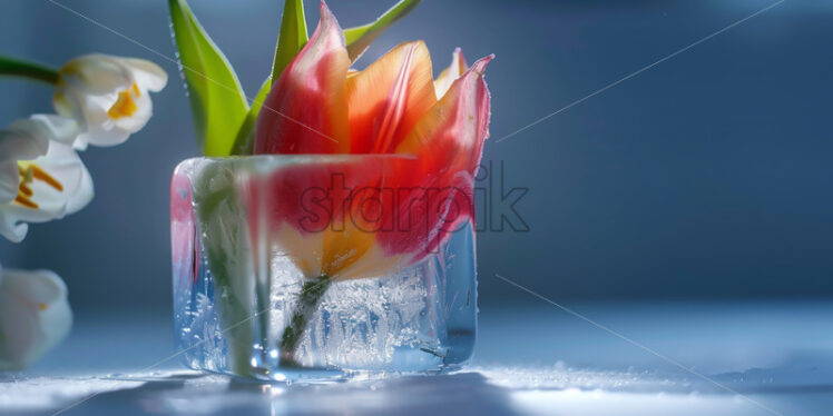 A tulip in a frozen ice cube - Starpik Stock