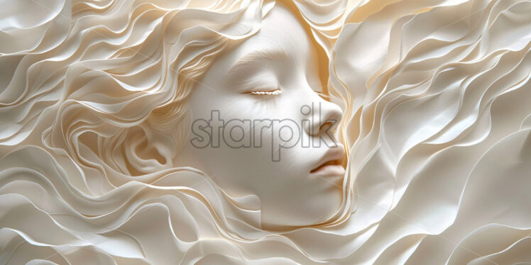 A white paper portrait of a girl - Starpik Stock