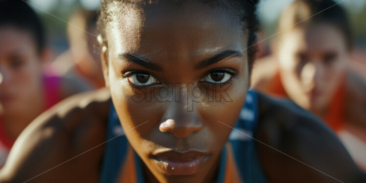 A woman at the starting line of a race - Starpik Stock