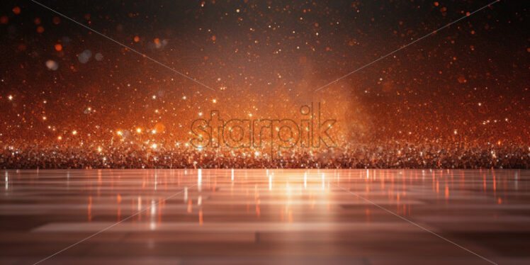 Abstract red dark background with sparkles and reflection particles over marble floor - Starpik Stock