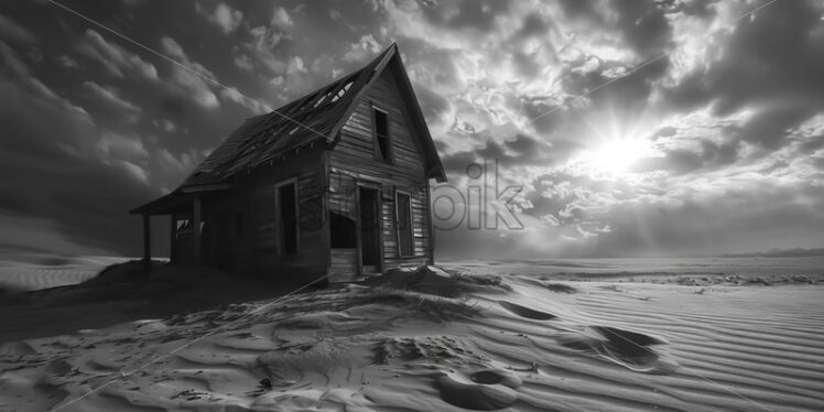 An abandoned house in the desert - Starpik Stock