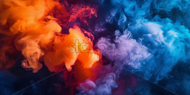 An abstract background of blue and orange smoke, explosion - Starpik Stock