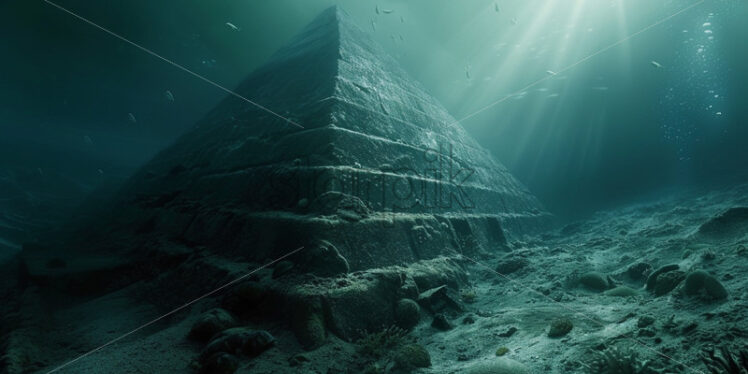 An old pyramid in the middle of the ocean - Starpik Stock