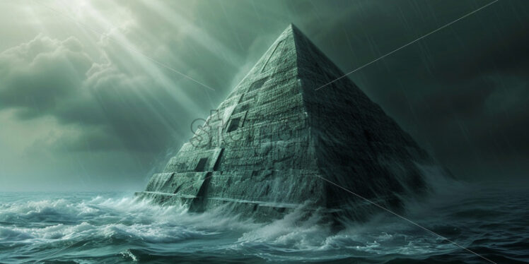 An old pyramid in the middle of the ocean - Starpik Stock