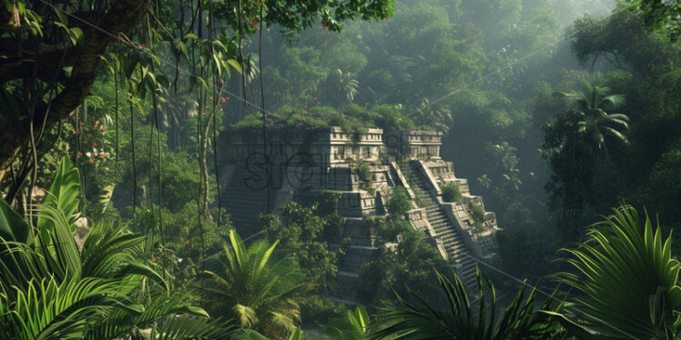 An old pyramid in the tropical jungle - Starpik Stock