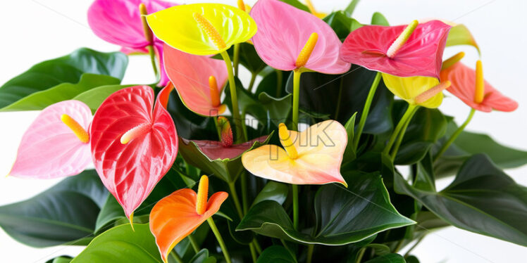 Anthurium plant in a pot on a white background - Starpik Stock