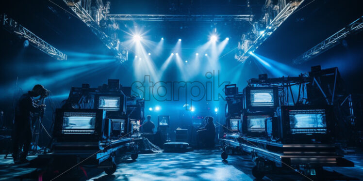 Backstage scene of a movie in a club with lights - Starpik Stock